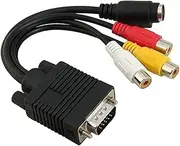 Tofficu Vga to Adapter Converter Cable Pure Compatible with Svga and S Video for Video Signal Transfer to Tv VCR and More