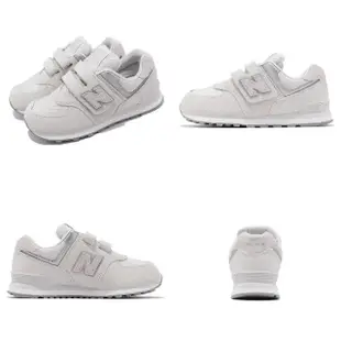 【NEW BALANCE】童鞋 574 Wide 灰 銀 魔鬼氈 寬楦 中童 小朋友 NB 復古 親子鞋 紐巴倫(PV574ES1-W)