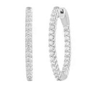 Mirage Hoop Earrings with 1.00ct of Laboratory Grown Diamonds in Sterling Silver and Platinum