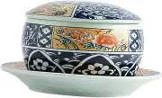 CIYODO 1Pc Ceramic Stew Bowl with Lid for Steaming Eggs Bird Nest Stylish Kitchen Tableware for Home Restaurants Smooth Surface Easy to Clean