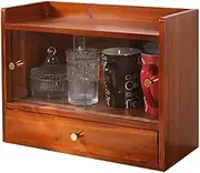 Vintage Wooden Desktop Small Cabinet with Drawers Coffee Wine Bar Storage and Cosmetic Organizer Collectibles Display Case