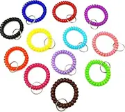 5Pcs Random Color Wrist Coil Keychains Stretch Wristband Car House Key Ring Holder for Gym Pool ID Badge Unisex Keyring/293