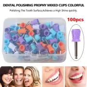 100*Dental Rubber Polishing Prophylaxis Cups Cup Teeth Prophy Polisher Mix Color