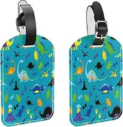 [WOSHJIUK] Luggage Tags,2 Pack Labels Suitcase Tags,Dinosaur Cartoon paw,Luggage Tags Privacy Protection Travel Bag Tag