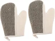 OSOLADY 2pcs Body Exfoliating Shower Gloves Dual Sided Scrubbing Mitts for Deep Cleansing Black Linen for Use Gently Removes Dirt and Oil Enhances Skin Smoothness