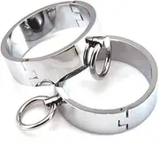 HIPLAYGIRL Hardcore Metal Cuffs - Lockable Punk Wristband, Simple Handcuffs with O Ring, A Pair