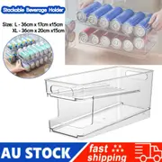 2-Layer Rolling Can Dispenser Plastic Fridge Beer Tin Holder Organiser Soda Rack