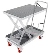 Hydraulic Lift Table Cart, 500lbs Capacity 28.5" Lifting Height, Manual Single Scissor Lift Table with 4 Wheels and Non-slip Pad, Hydraulic Scissor Cart for Material Handling,