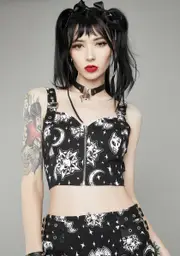 [Dolls Kill X Strawberry Shortcake] Dark Greetings Bustier Crop Top