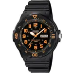 CASIO 卡西歐 DIVER LOOK 潛水運動風手錶-黑X螢光橘 MRW-200H-4BV