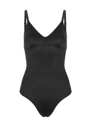 Spanx Shaping Satin Thong Bodysuit - Black - XS XS