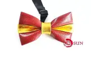 Kids Boy Dark Red and Gold Faux Leather Bowtie Bow Tie 1 to 6 Years Old Wedding