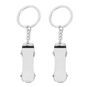 2Pcs SkateBoard Keychain, Mini Cute Skate Board Key Chain Keyring Pendant Silver