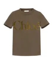 Chloé Velvet Logo Crewneck T-Shirt S,XL,XS,L,M cedar green