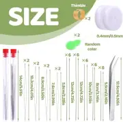 47 Pcs Beading Needles Set Assorted Size Seed Beads Big Eye W/ Elastic Stretch