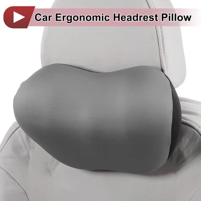 Car Headrest Pillow Polyester, Memory Foam Gray 1 Pc for Driving Travel