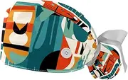 [YTYVAGT] 2-Pc,Gourd-Shaped Working Cap,Fisherman Hat with Buttons and Cotton Sweatband,Abstract People Face Geometry