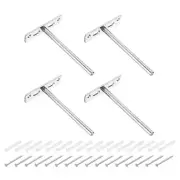 4Set Floating Shelf Brackets, 6" 4 Holes Iron Hidden Shelf Supports, Silver