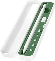 Storage Box with Lid and 5 Pack Pencil Tips for Apple Pencil 1st Generation and Apple Pencil 2nd Generation,Pen Protective Carrying Case for Apple iPad Pencil - Holder Accessories Storage(Green)