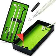 Upgraded Desktop Golf Pen Set - Includes Putting Green with Ball and Flag, Top Mini Golf Club Toy Driving Range, Golf Ball & Ballpoint Pen for Father, Trade Pen,Valentine's Day