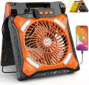 KITWLEMEN Upgraded Solar Camping Fan with Lantern - Rechargeable Battery Oper...