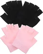 VINTORKY 2 Pairs Gel Half Finger Gloves for Hand Cream for Very Dry Hands Overnight Moisturizing Gloves