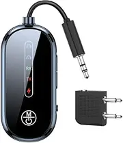 Airplane Bluetooth 5.4 Transmitter Adapter for Airpods or Headphones Dual Pairs, 2-in-1 Wireless BT Audio Receiver for Any 3.5MM Jack on Flight, TV, Car Stereo, Treadmill