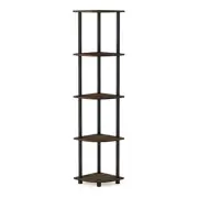 Furinno Turn-N-Tube Wood 5 Tier Corner Display Rack in Columbia Walnut/Black