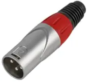 XLR PLUG CONNECTOR SILVER/RED 3 POLE - PLS000454