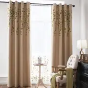 Flower Embroidery Linen Blackout Wide Curtains for Patio Door Living Room Lar...