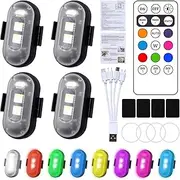 4PCS Remote Control Strobe Light, 8 Colors Wireless Led Strobe Lights with Remote Controls, Waterproof & Rechargeable Anti-Collision Strobe Led Lights, Car LED Ambient Lights for Car Motorcycle Bike