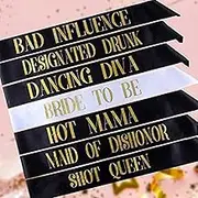 Bachelorette Party Sashes, 7 Pack Bride Tribe Funny Bridesmaid Sash Set, Bride to Be Sash Team Bride Sash for Bachelorette Hen Party and Bridal Shower Engagement Wedding Party