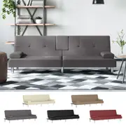 Sofa Bed Futon Couch Day Bed Lounge Sofa with Cup Holders Faux Leather vidaXL