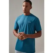 Mens Teal Man Active Grid T-shirt