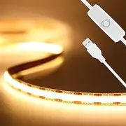 COB Led Strip Lights USB for TV: 1M 5V 3000K Ultra Bright Flexible Warm White Backlight for Under Cabinet Shelf