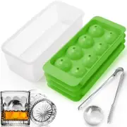 2 Pack Round Ice Cube Mold Silicone Tray with Lid for Cocktails Whiskey