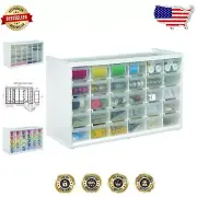 Stackable Wall-Mount Crafts Cabinet with 30 Clear Drawers - Space Saver