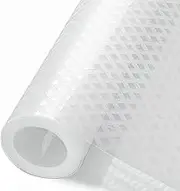 Refragerator Liner, Waterproof Shelf and Drawer Liners for Kitchen Cabinet, Bathroom Under Sink Mat Non Adhesive Fridge Liner EVA Place Mats Roll - Clear 12"×118"
