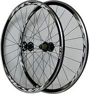 [ZECHAO] 700c Road Bike Wheel Set,Quick Release Front 2 Rear 4 Bearings Disc Brake V/C Brake Double Layer Aluminum Alloy Rim Rim Height 30MM Wheelset (Color : Black Green, Size : 700c)
