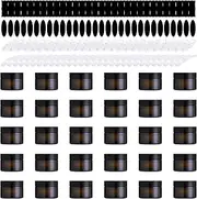 Yauhar 120Pcs 15g Amber Glass Jars Assortment Kit with Inner Liners and Black Lids, Spoons and blank labels for Storing Lip and Body Scrub, Lotion, Body Butter, Bath Salts