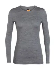 Icebreaker Oasis 200 Womens Long Sleeve Thermal Base Layer Crewe - Gritstone Heather - S