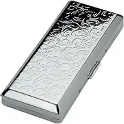 坪田パール(Tsubota Pearl) Tsubota Pearl Tobacco Case, Long Size (3.9 inches (100 mm), Storage of 10, Slim, Arabesque, Silver 1-96429-81