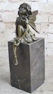 Gilt Real 100% Bronze Sculpture Gold Accent Butterfly Angel Bronze Sculpture NR