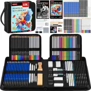 106 Pack Drawing Set Sketching Kit, Pro Art Supplies with 3-Color Sketchbook, Co