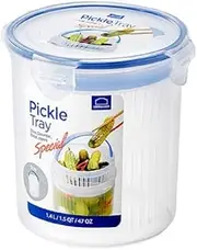 [LocknLock] HPL933BT Large Round Container with Draining Basket - BPA-Free, FDA Approved, Microwave, Freezer, and Dishwasher Safe | Durable and Space-Saving | Food Storage and Prep | Clear/Blue | 1.4L
