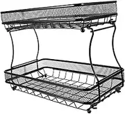 HEALEEP 2 Tier Fruit Basket Mesh Countertop Storage for Home Hotel Wire Serving Tray