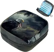 Sanitary Napkin Storage Bag,Period Bag,Eagle American Flag Cloudy Day,Sanitary Bags for Feminine Products