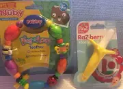 1-RaZbaby RaZ-Berry TOOTHBRUSH Silicone + 1- Nuby Bug-a-Loop TEETHER (2 items)