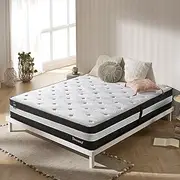 Dreamz Double Cooling Mattress, Knitted Fabric, Memory Foam Bed Mattress, 5 Zone Pocket Spring Euro Top Coil Bedding Home, Breathable Top,Medium Feel, 25CM Thickness,15Yrs Warranty, White