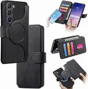 RUNGOS for Samsung S23 Plus / S23+ Case MagSafe, with Detachable Magnetic Wallet (3 Card Holder & Cash Pocket, RFID Blocking Folio Flip PU, Stand) 12Ft Shockproof, Samsung Galaxy S23 Plus Case Wallet
